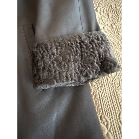 Genuine leather with quilted lining hooded women's coat, size XL - Picture 5 of 13